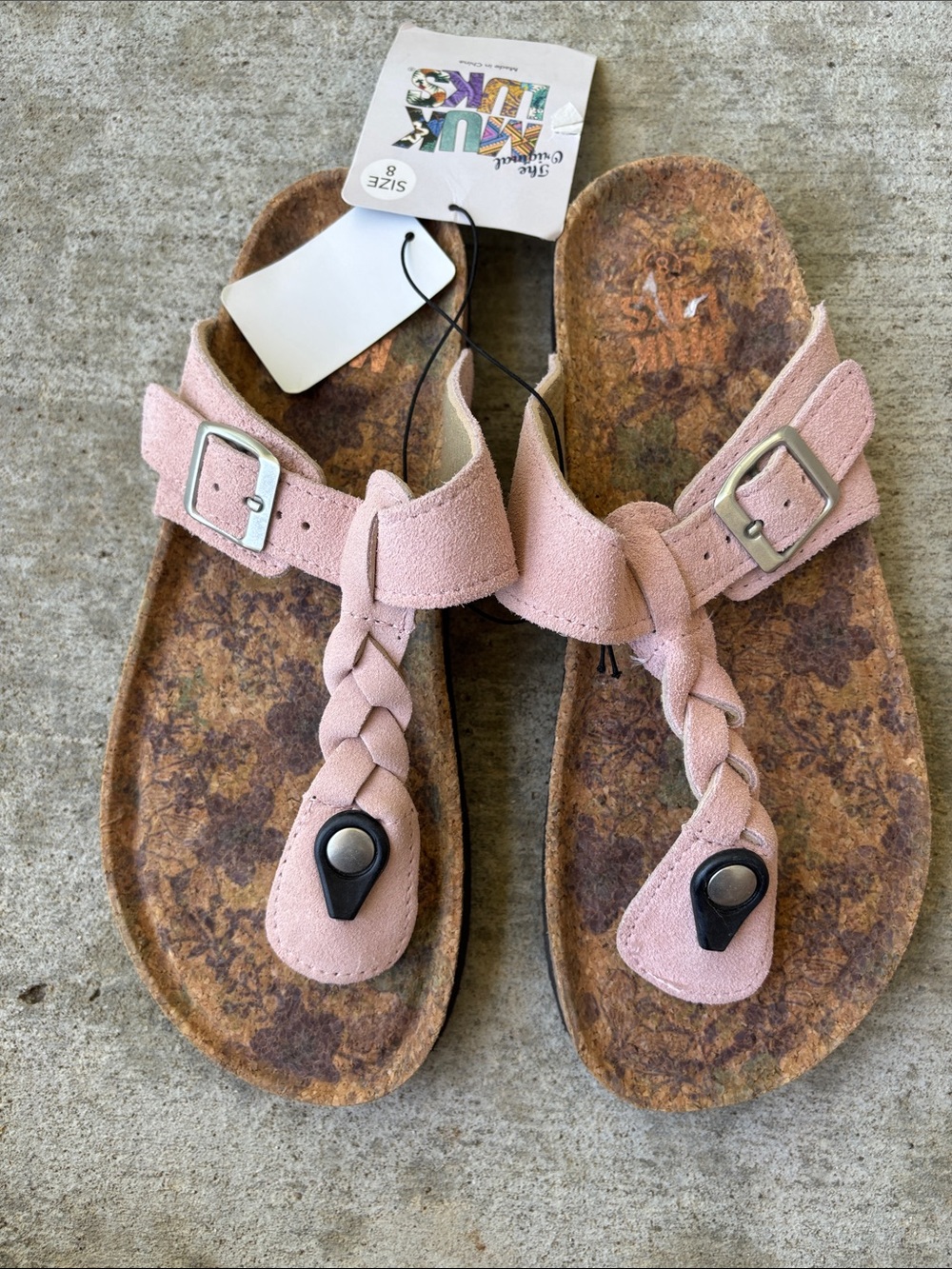 Muk Luks Marsha Pink Braided Toe-Post Sandals with Buckle - Picture 3 of 11